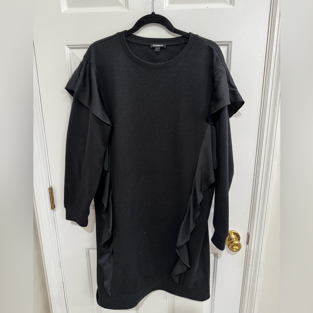 Express Black Ruffle Sleeve Dress